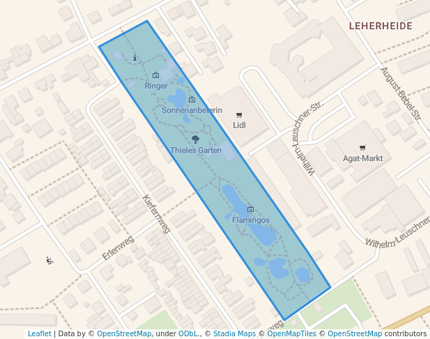 walking in Thieles Garten map in Bremerhaven