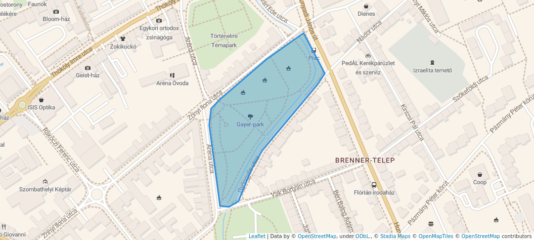 walking in Gayer-park map in Szombathely