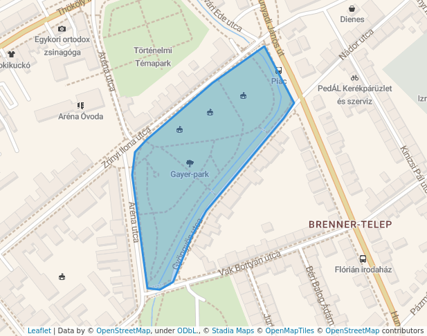 walking in Gayer-park map in Szombathely