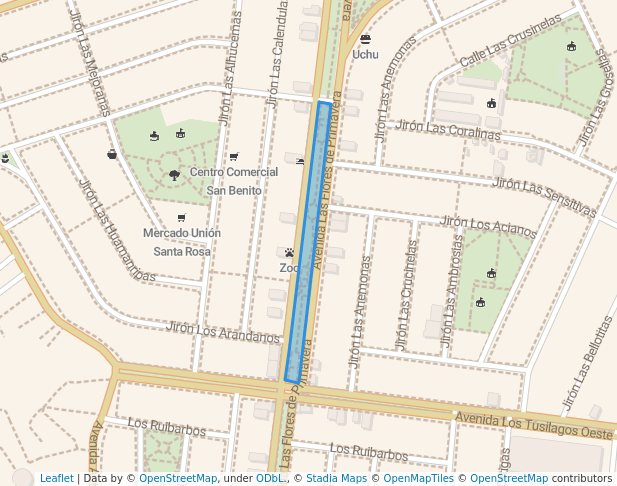 walking in Alameda Las FLores map in San Juan de Lurigancho