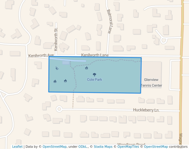 walking in Cole Park map in Glenview