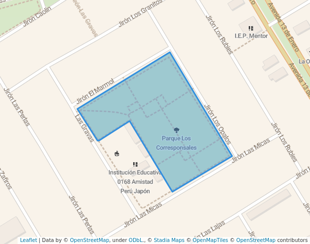 walking in Parque Los Corresponsales map in San Juan de Lurigancho