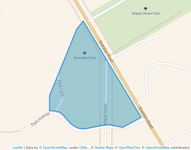 walking in Sheridan Park map in Winnetka