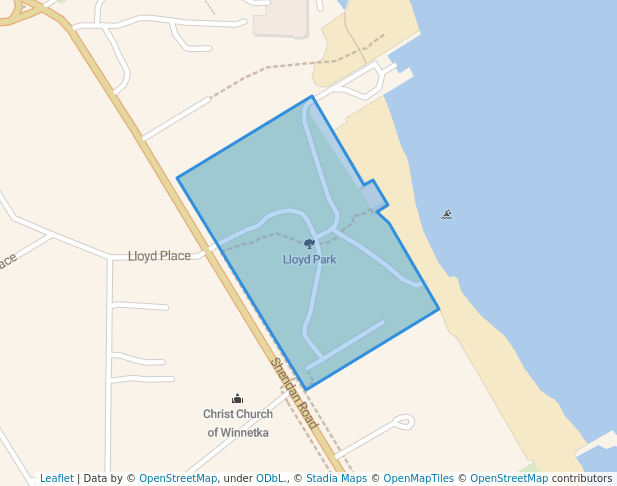 walking in Lloyd Park map in Winnetka