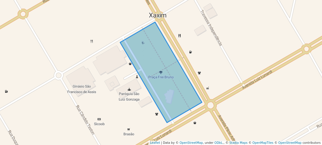 walking in Praça Frei Bruno map in Xaxim