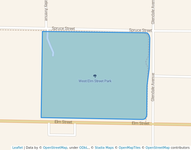 walking in West Elm Street Park map in Winnetka