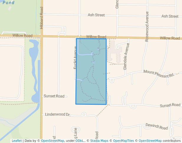 walking in Crow Island Park map in Winnetka