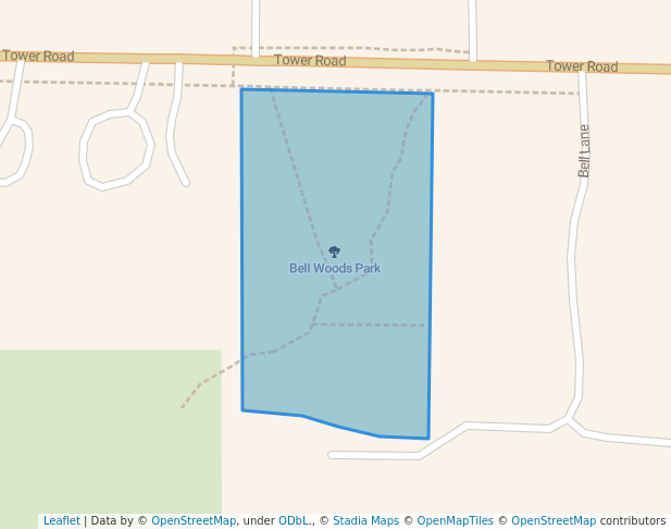 walking in Bell Woods Park map in Winnetka