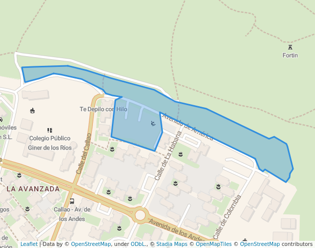 walking in Parque de Tebas map in Fuenlabrada