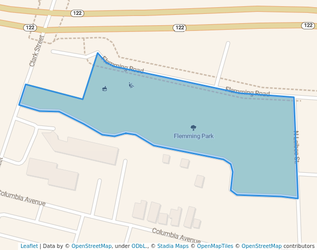 walking in Flemming Park map in Middletown