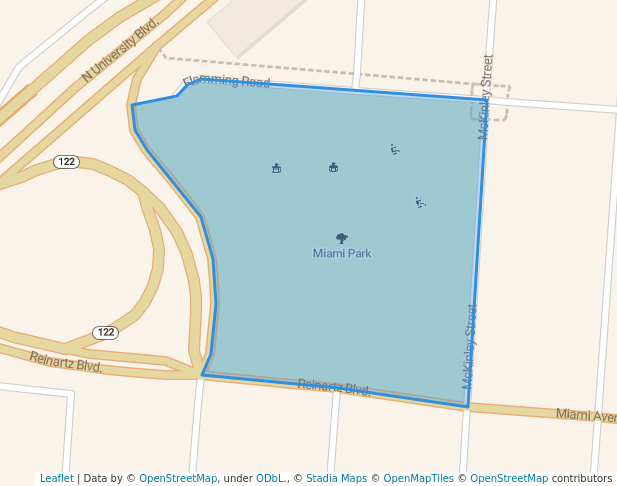 walking in Miami Park map in Middletown