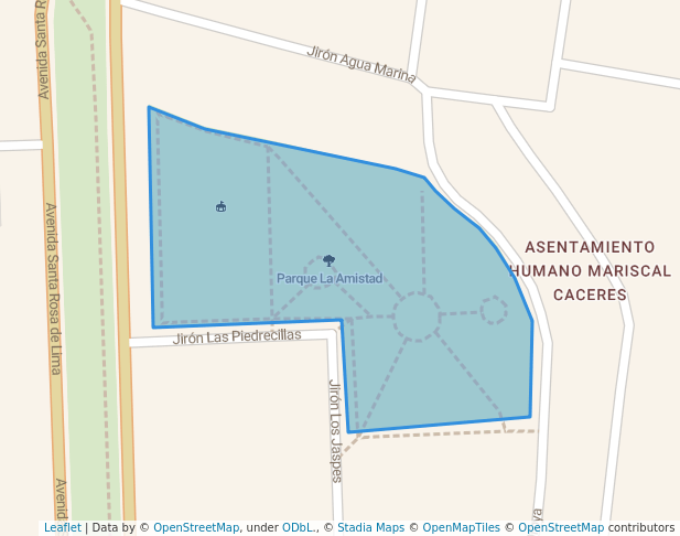 walking in Parque La Amistad map in San Juan de Lurigancho