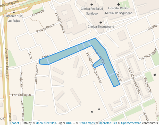 walking in Plaza Titán map in Santiago