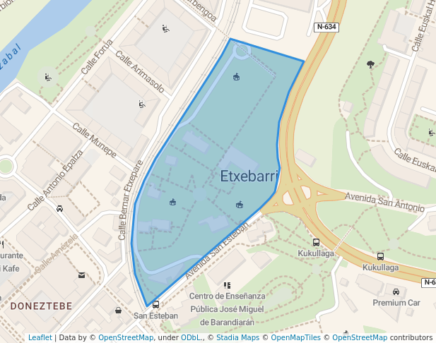 walking in Parque Bekosolo map in Etxebarri