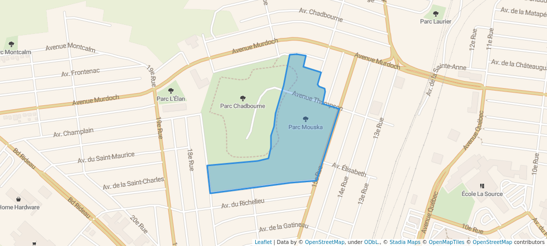 walking in Parc Mouska map in Rouyn-Noranda
