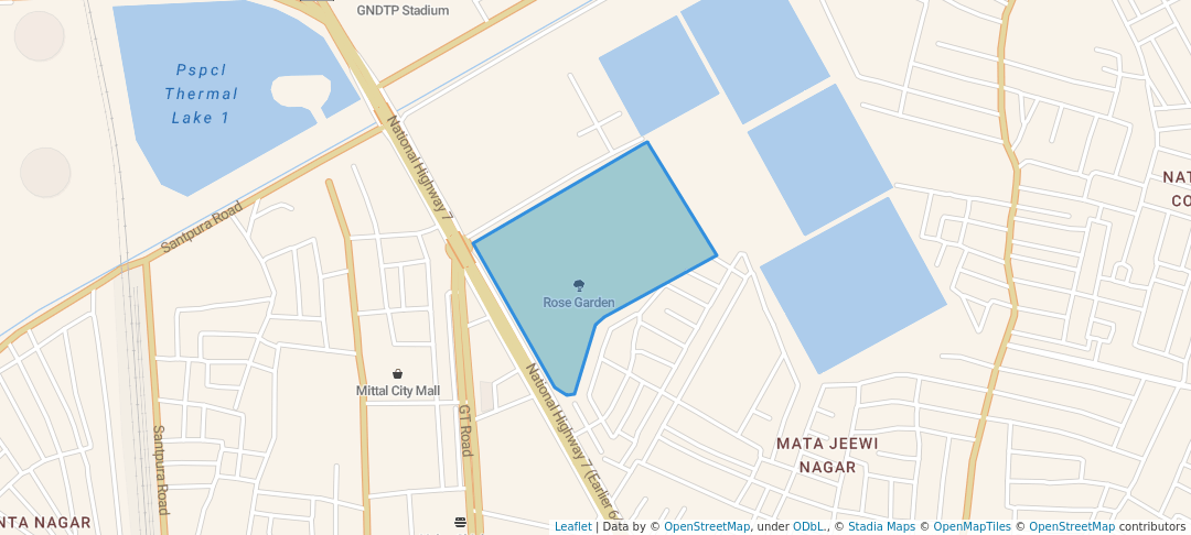 walking in Rose Garden map in Bathinda