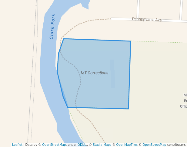 walking in MT Corrections map in Deer Lodge