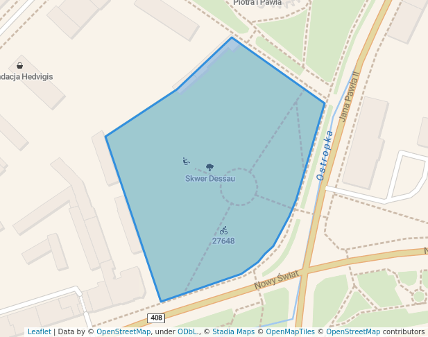 walking in Skwer Dessau map in Gliwice