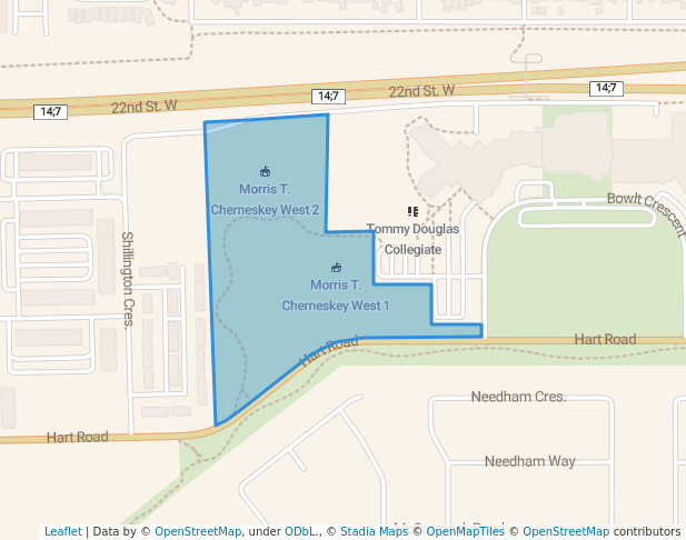 walking in Morris T. Cherneskey West map in Saskatoon