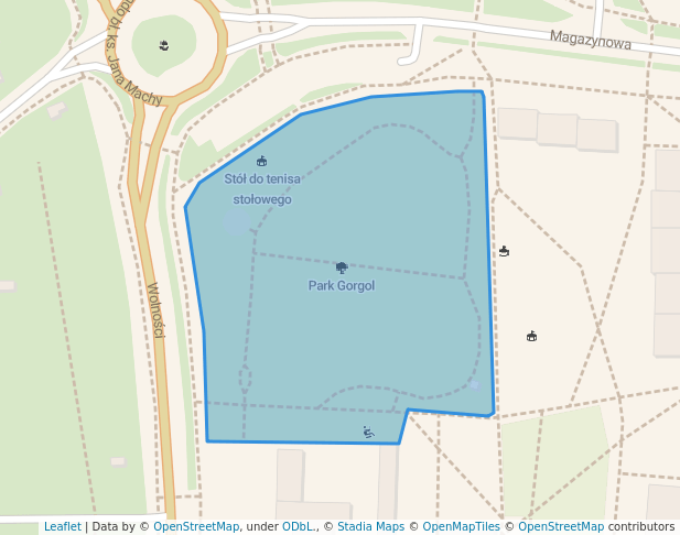 walking in Park Gorgol map in Ruda Śląska