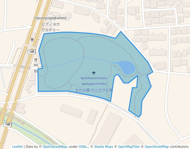 walking in 立川公園 ガニガラ広場 map in Tachikawa