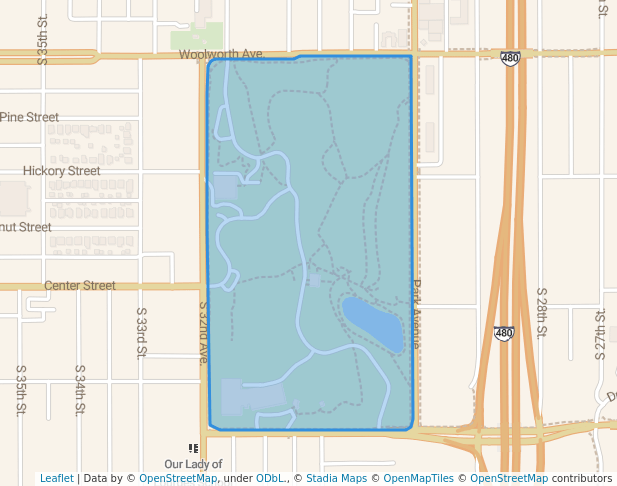 walking in Hanscom Park map in Omaha