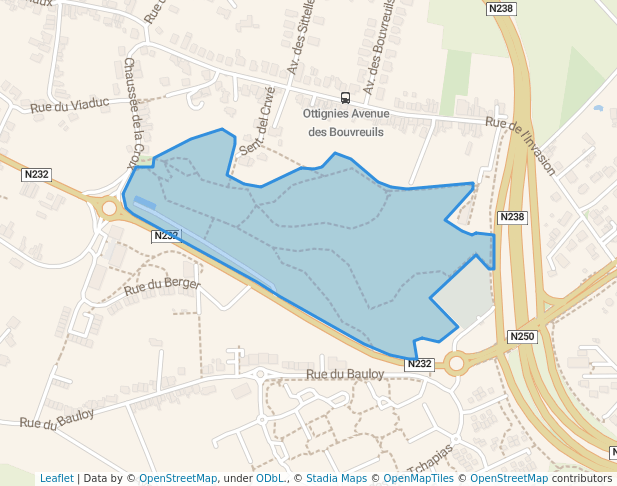 walking in Bois de l'Escavée map in Ottignies-Louvain-la-Neuve