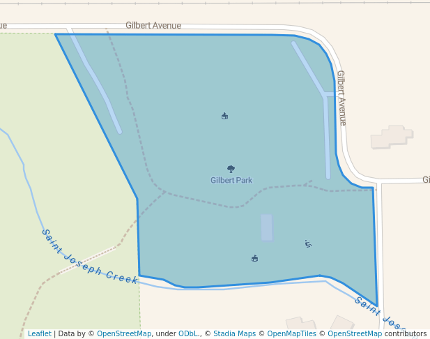walking in Gilbert Park map in Downers Grove