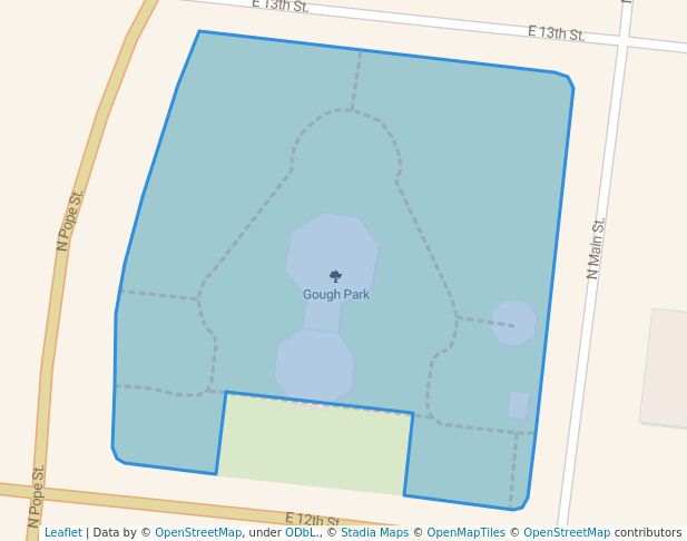 walking in Gough Park map in Silver City