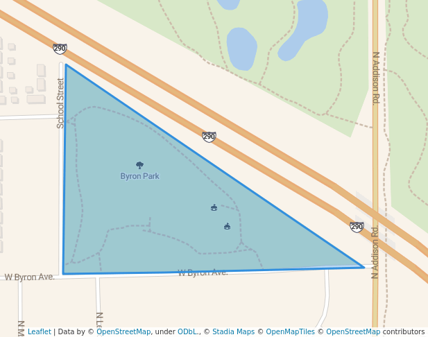 walking in Byron Park map in Addison