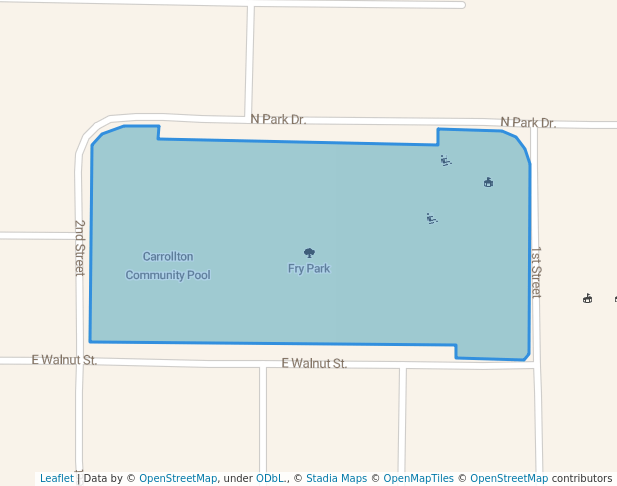 walking in Fry Park map in Carrollton