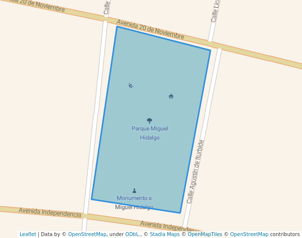 walking in Parque Miguel Hidalgo map in San Juan Bautista Tuxtepec