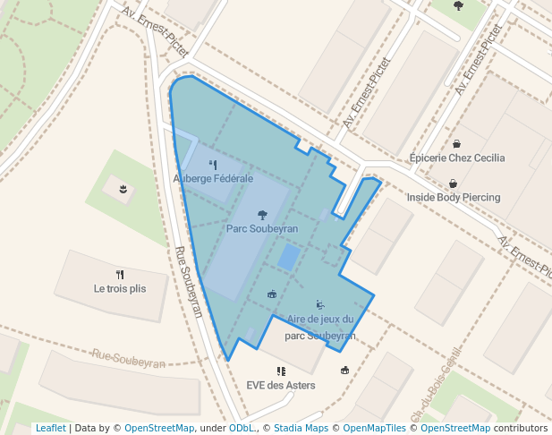 walking in Parc Soubeyran map in Genève