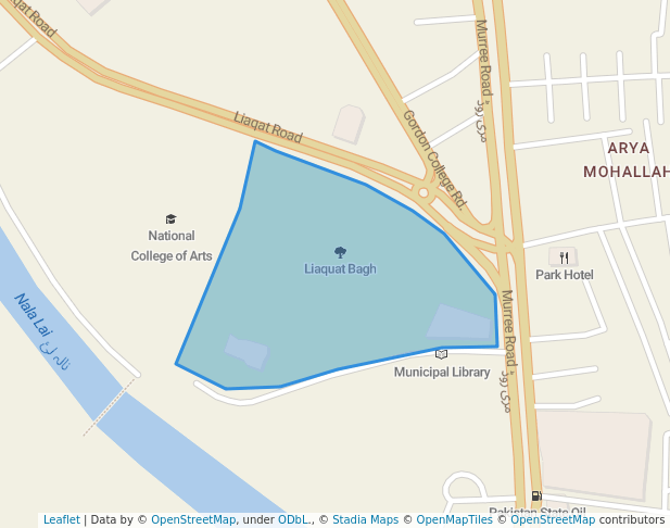 walking in Liaquat Bagh map in Rawalpindi