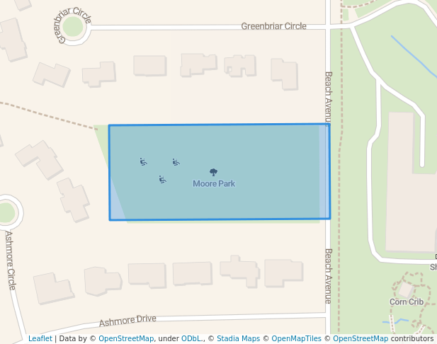 walking in Moore Park map in Ames