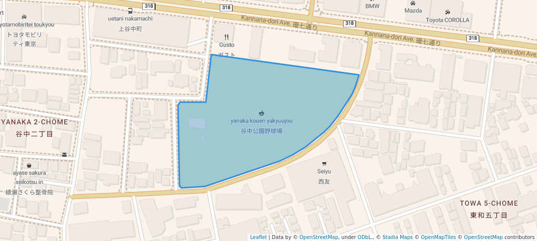 walking in 谷中公園 map in Adachi City