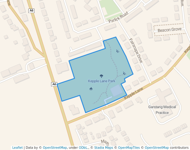 walking in Kepple Lane Park map in Garstang