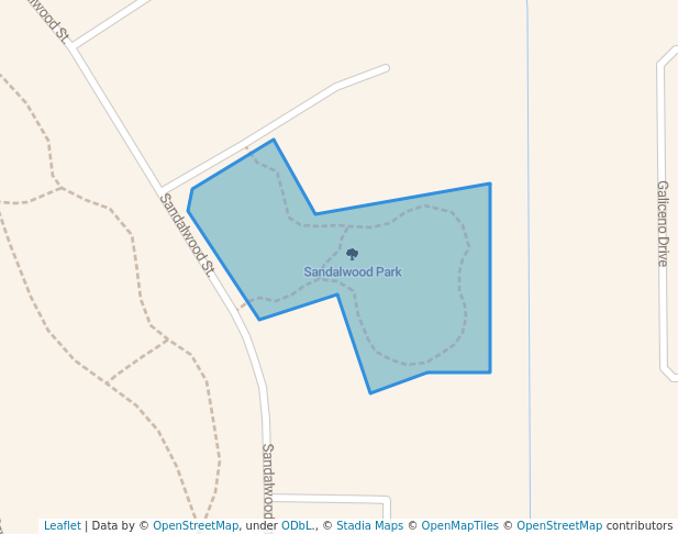 walking in Sandalwood Park map in San Jacinto