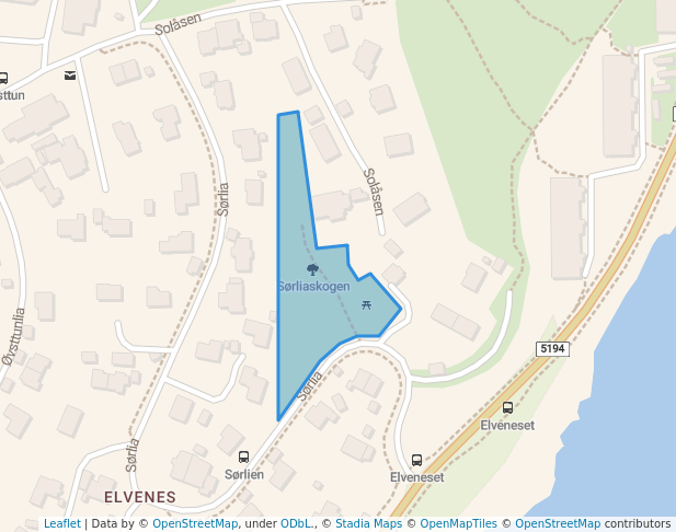 walking in Sørliaskogen map in Bergen