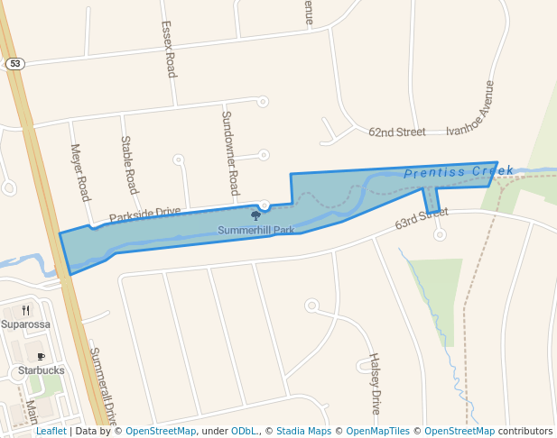 walking in Summerhill Park map in Woodridge