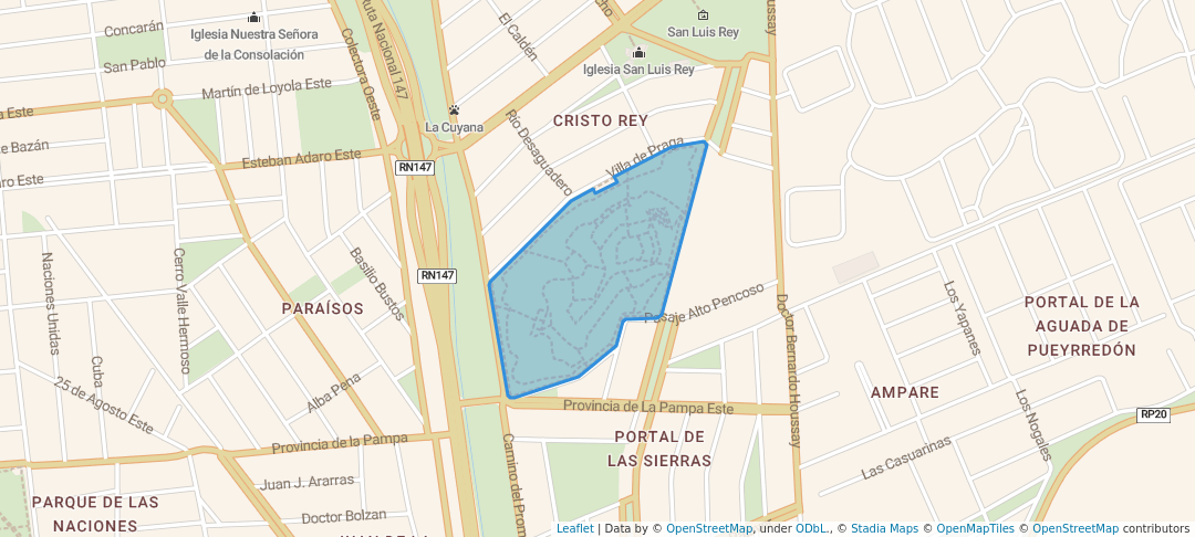 walking in Plaza del Cerro map in San Luis