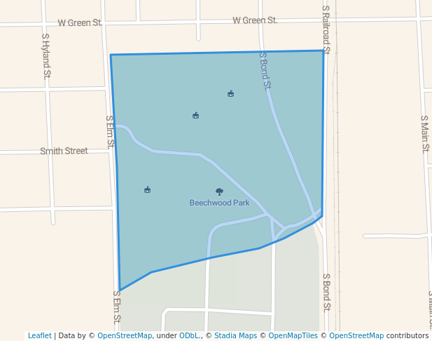 walking in Beechwood Park map in Scottsburg