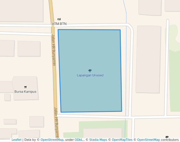 walking in Lapangan Unsoed map in Purwokerto