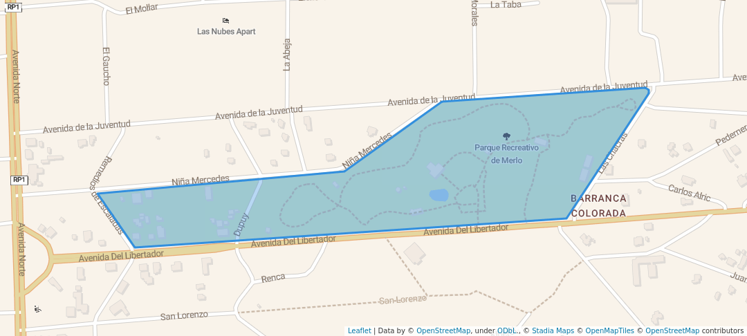 walking in Parque Recreativo de Merlo map in Merlo