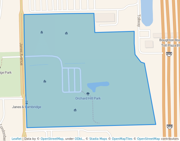 walking in Orchard Hill Park map in Bolingbrook