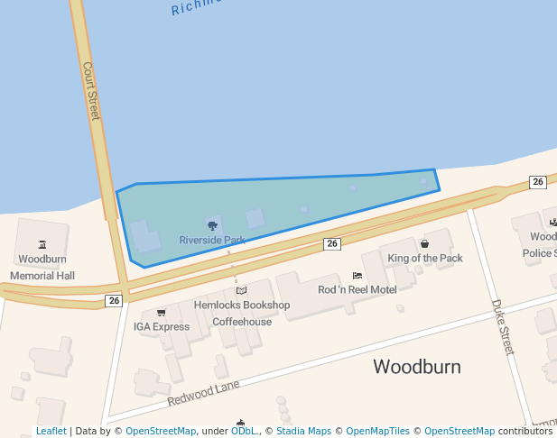 walking in Riverside Park map in Woodburn