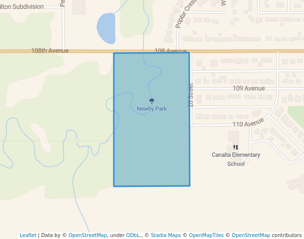 walking in Newby Park map in Dawson Creek