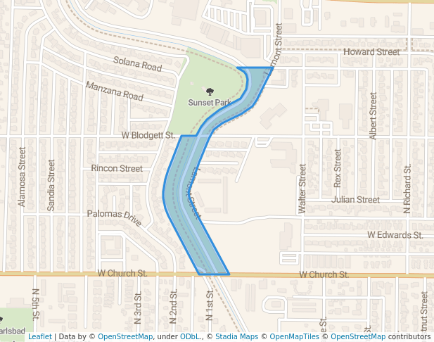 walking in Lamont Street Park map in Carlsbad