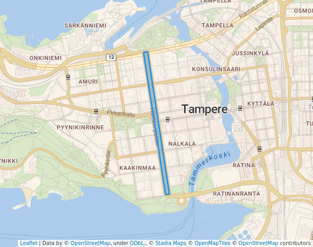 walking in Hämeenpuisto map in Tampere