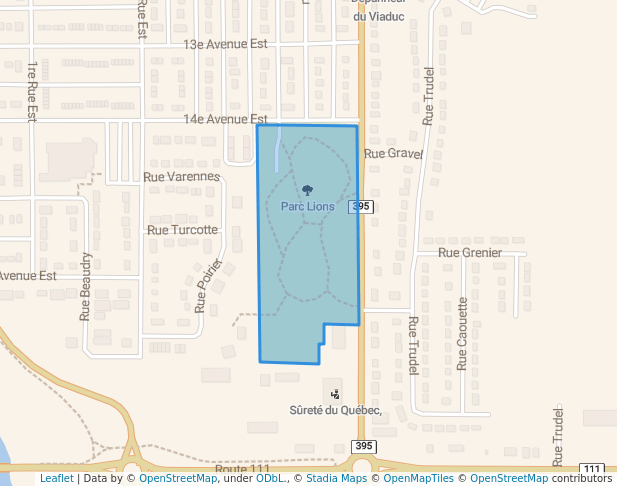 walking in Parc Lions map in Amos